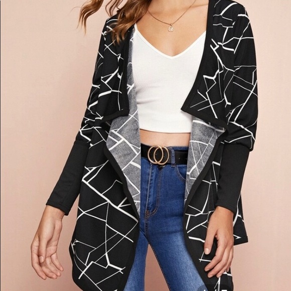 Geo Print Waterfall Wrap Jacket - Picture 2 of 2